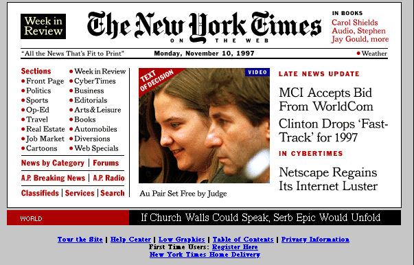 NYTimes.com homepage (1997)